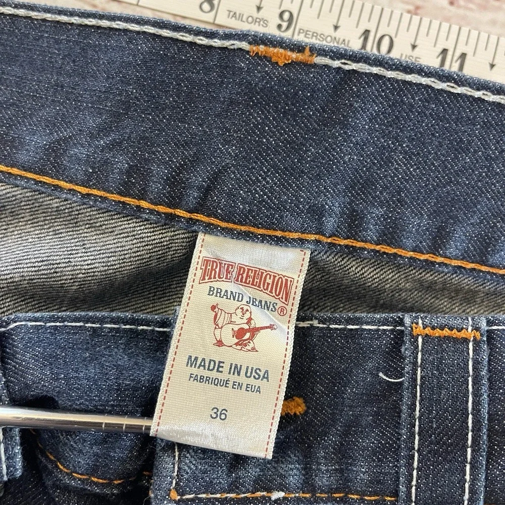True Religion Mens Original Slim‎ Denim Blue Jeans Size 36x34 Made In USA